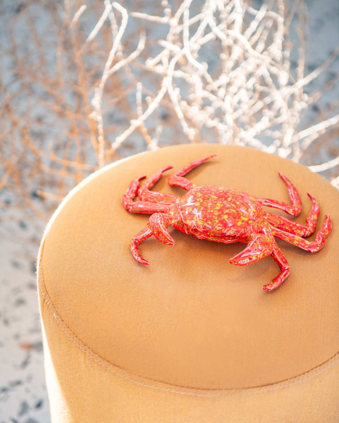 Rialheim Ceramic Wall Crab in bronze and Firecracker Red