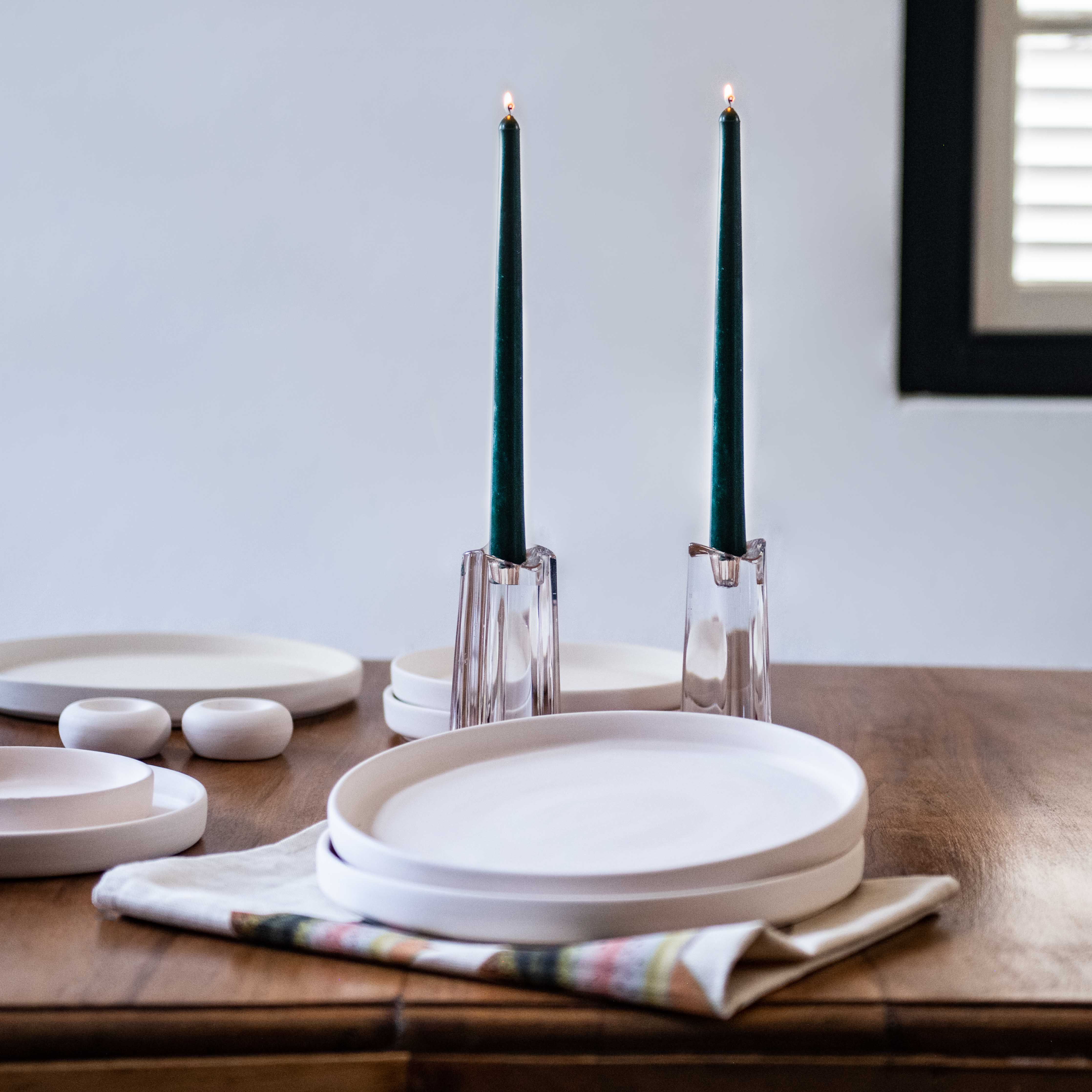 Pair Joined Wick Taper Dinner Candles