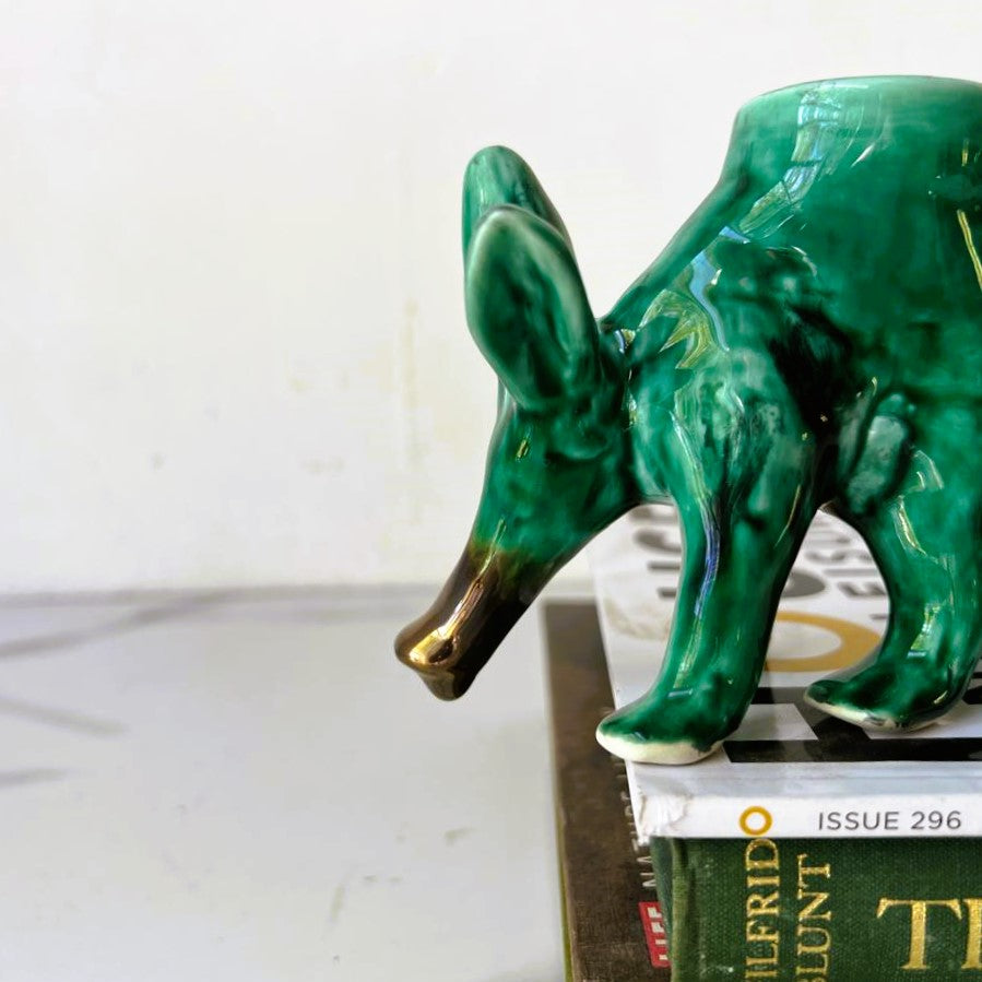 Rialhem Aarvark Candle holder number 2 little shit 2 Emerald green ceramics