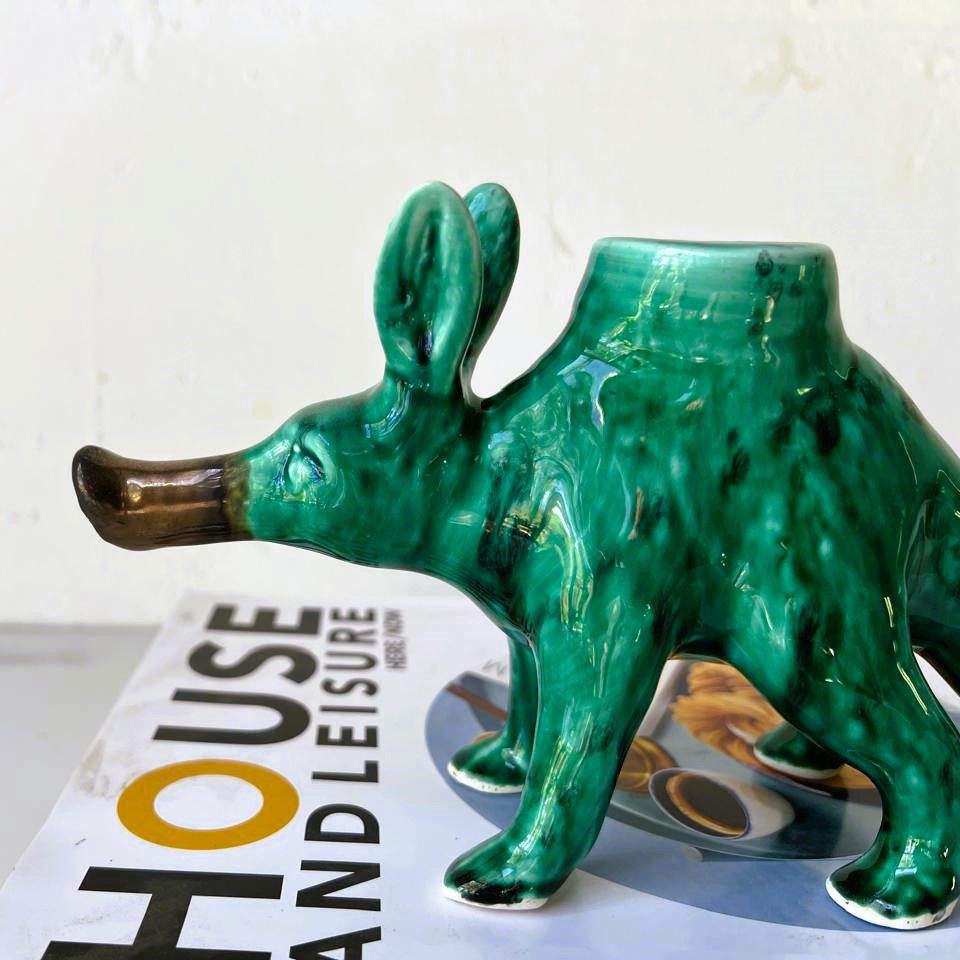 Little $hit Aardvark #3 Candle Holder Emerald Green