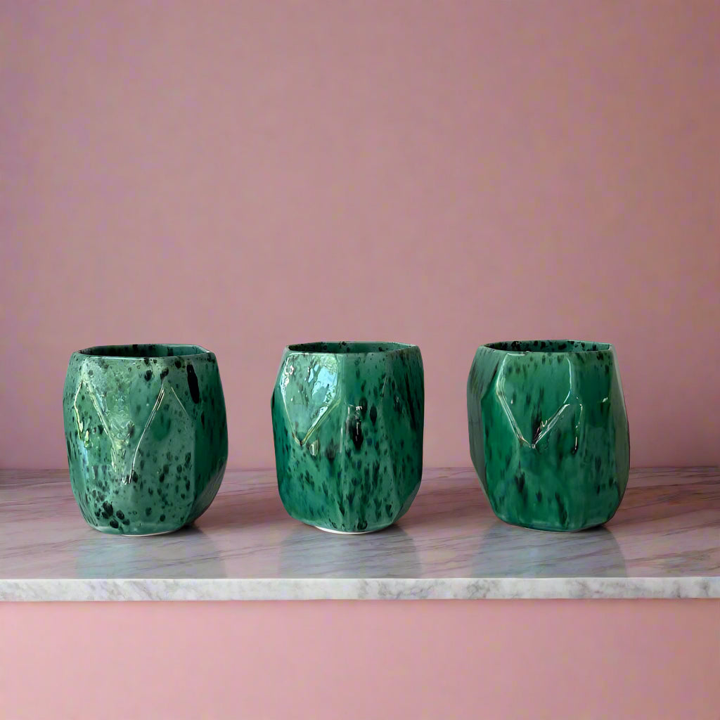 Rialheim Moonrock Wall planters in Emerald green