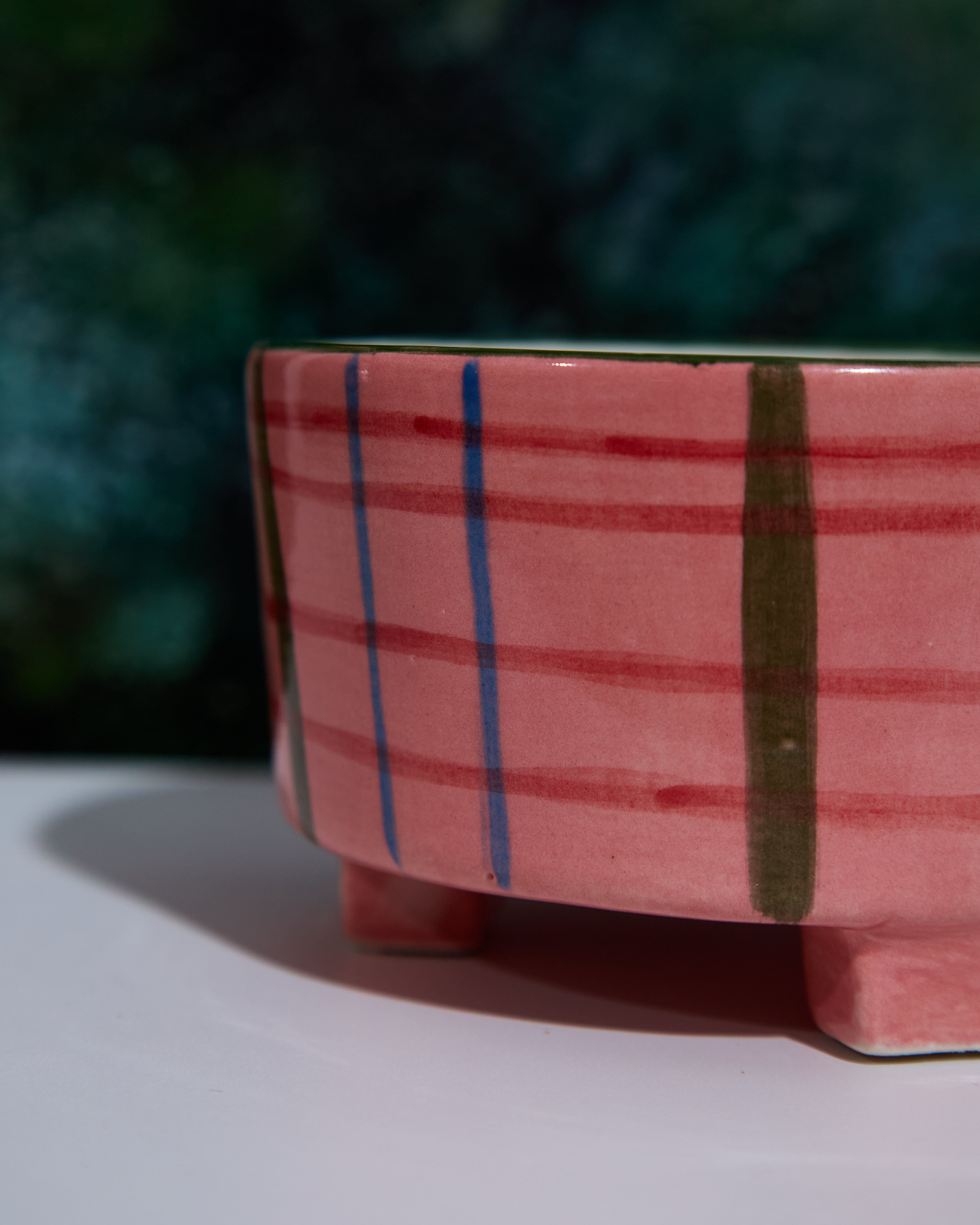 Gingham Hand Painted Bowl - Set of 3