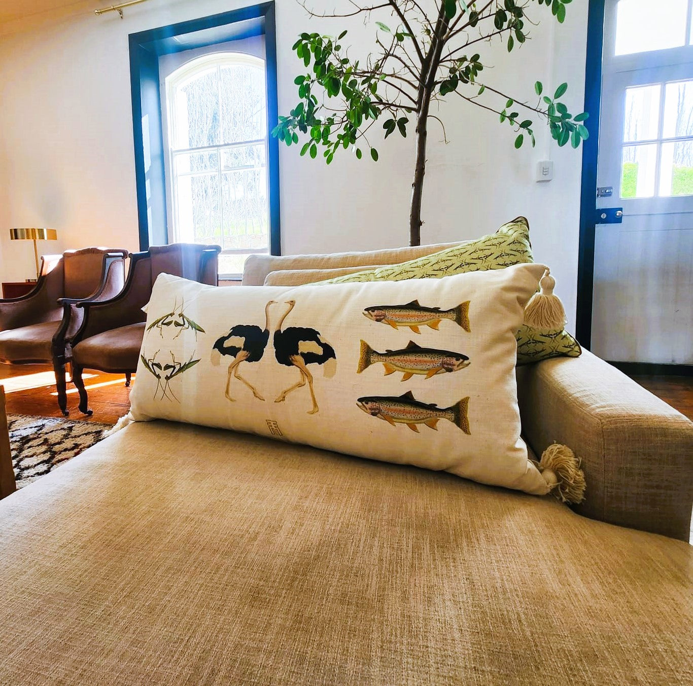 An African Farm Scatter Cushion & Inner 45cm x 90cm