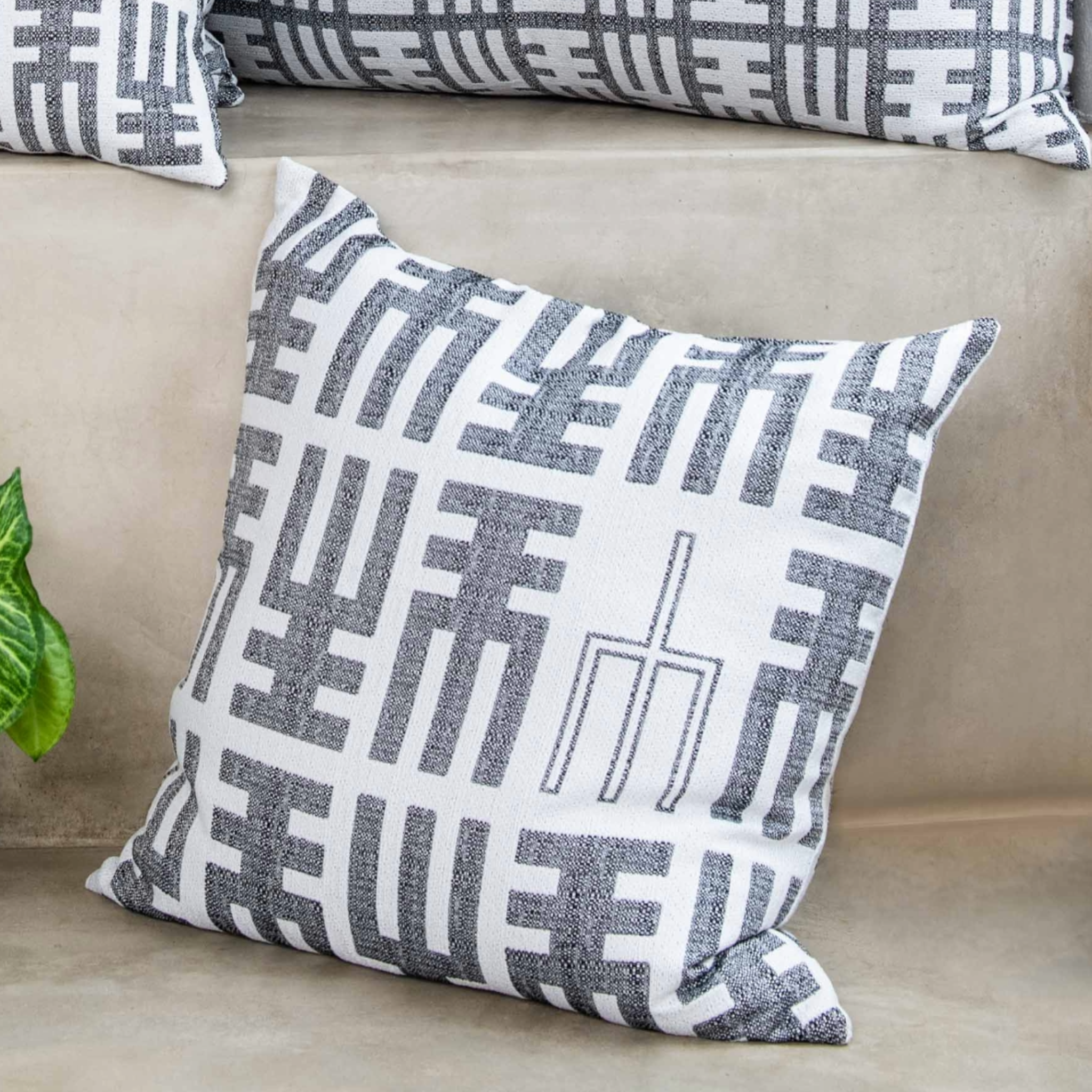 Rialheim Reversible Woven Totem Monogram SCATTER CUSHION 60x60 - Rialheim