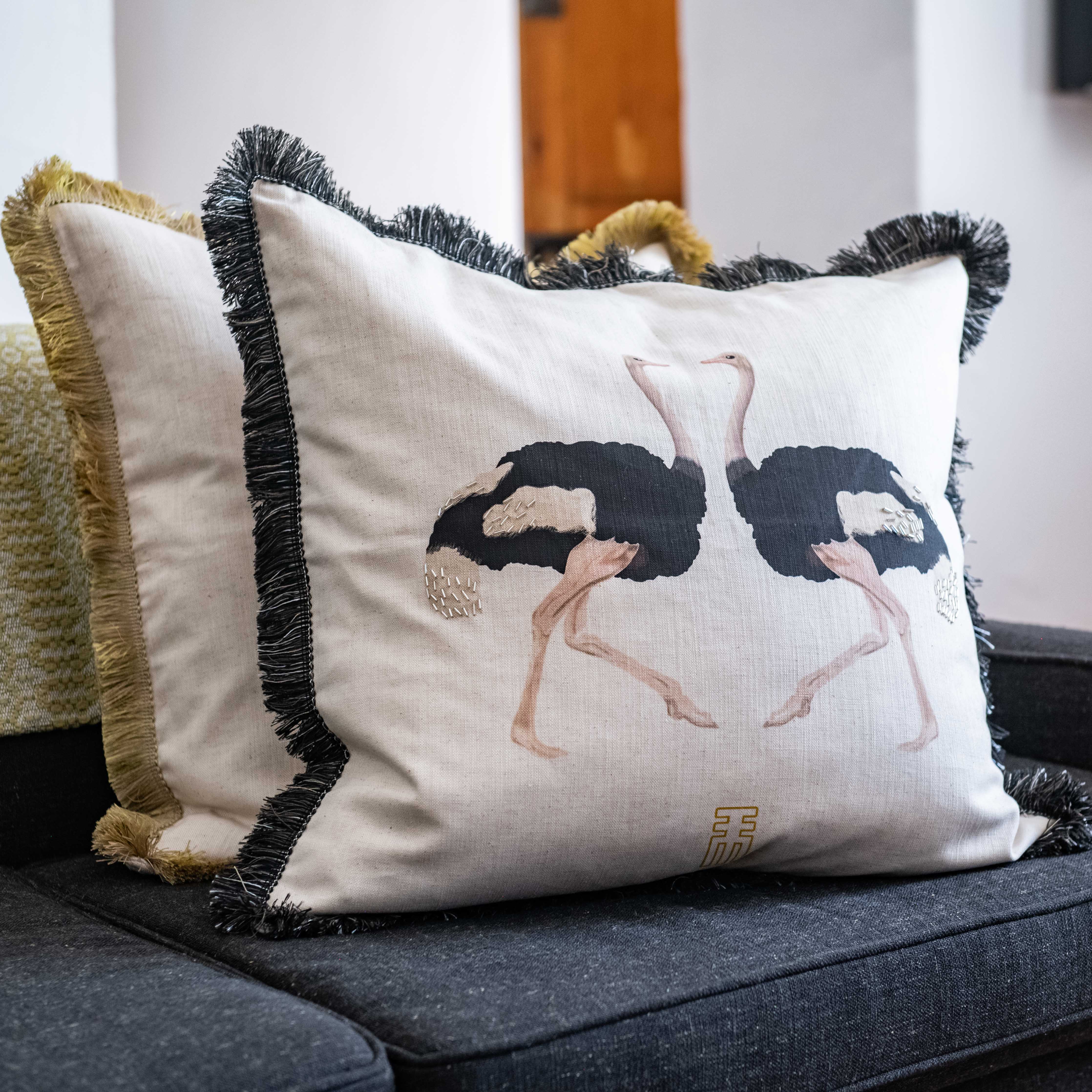 Rialheim_Textiles_AfricanFarmCollection_Scatters_OstrichLovers_Gifts_MadeinSouthAfrica_Gifts