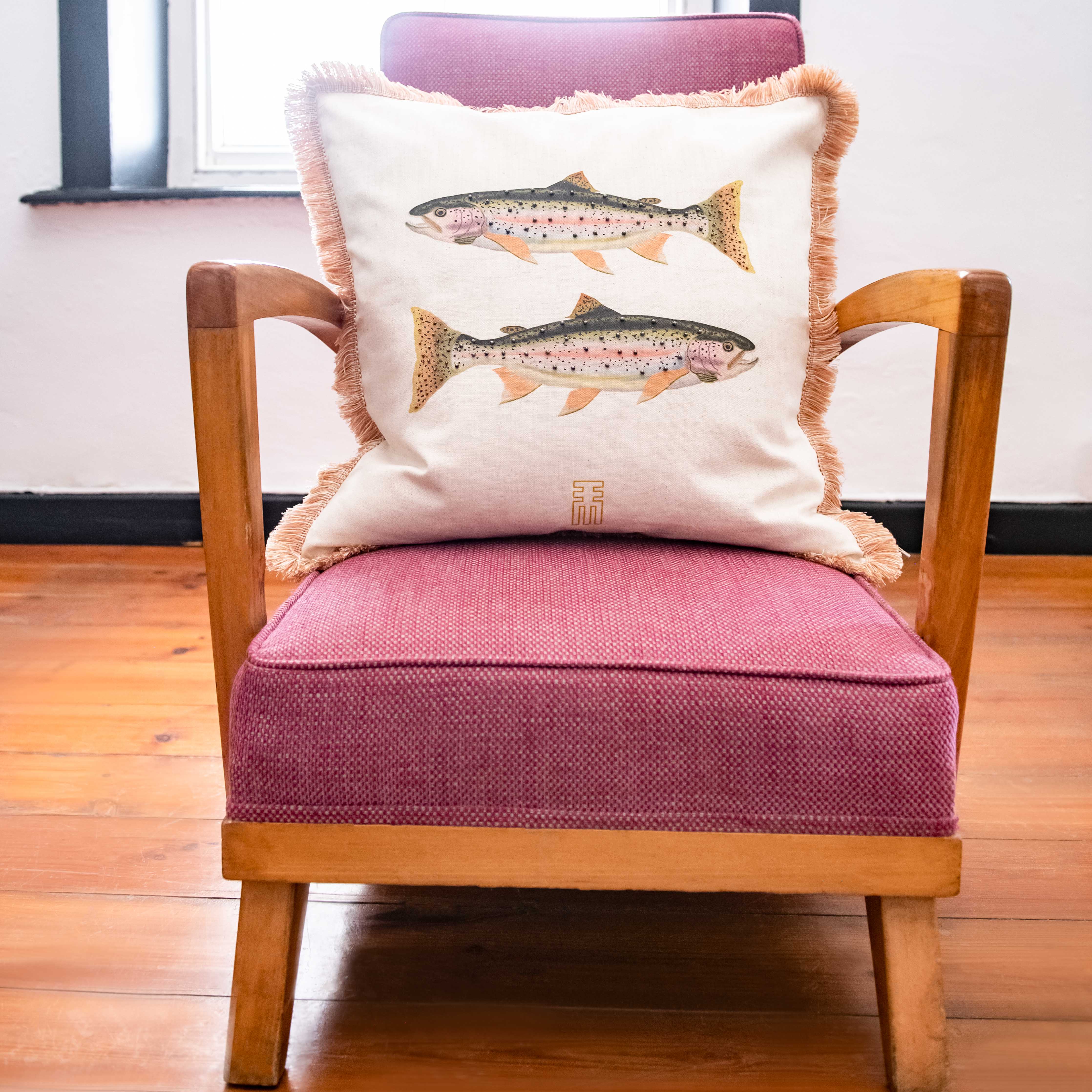 An African Farm Rainbow Trout Scatter Cushion & Inner