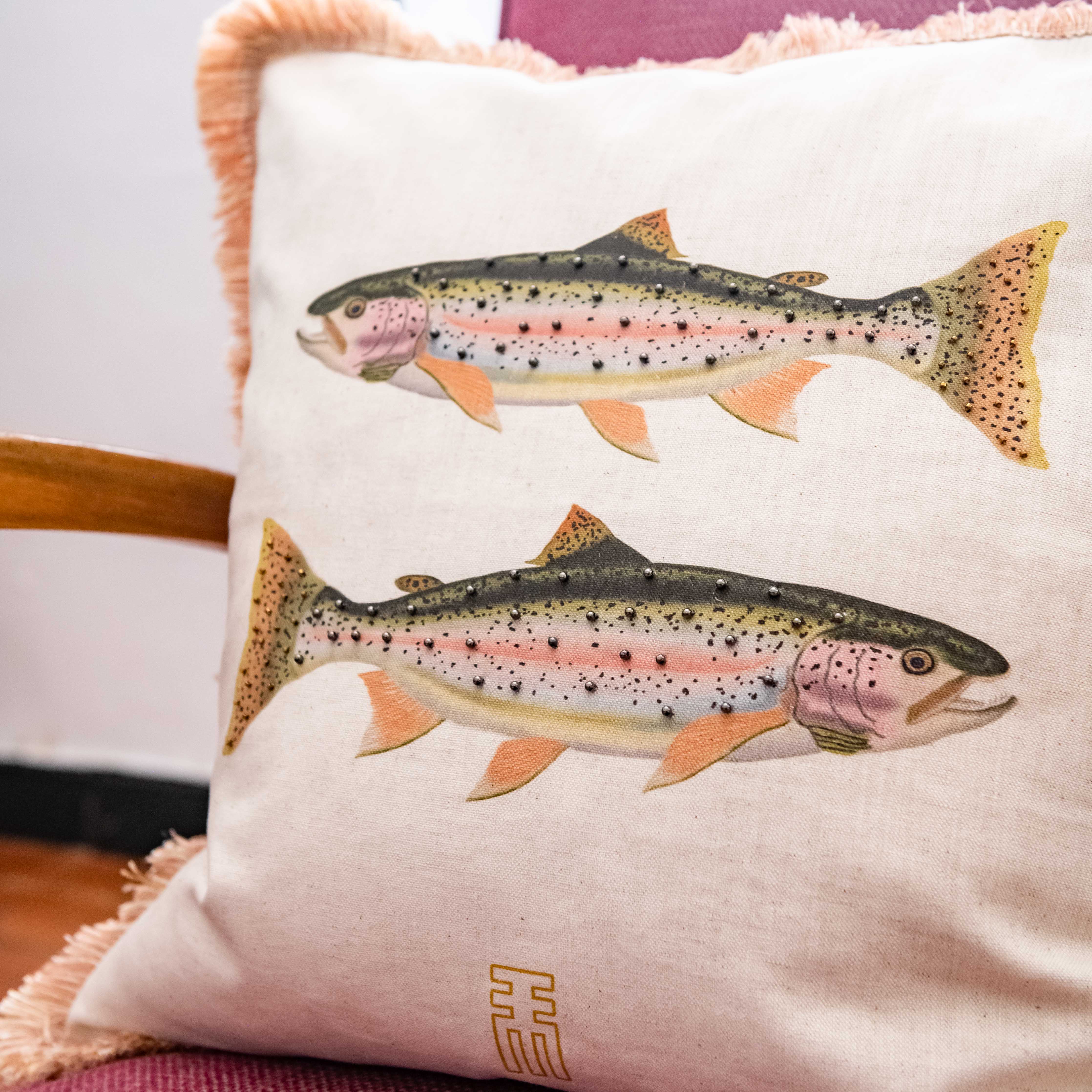 An African Farm Rainbow Trout Scatter Cushion Cover