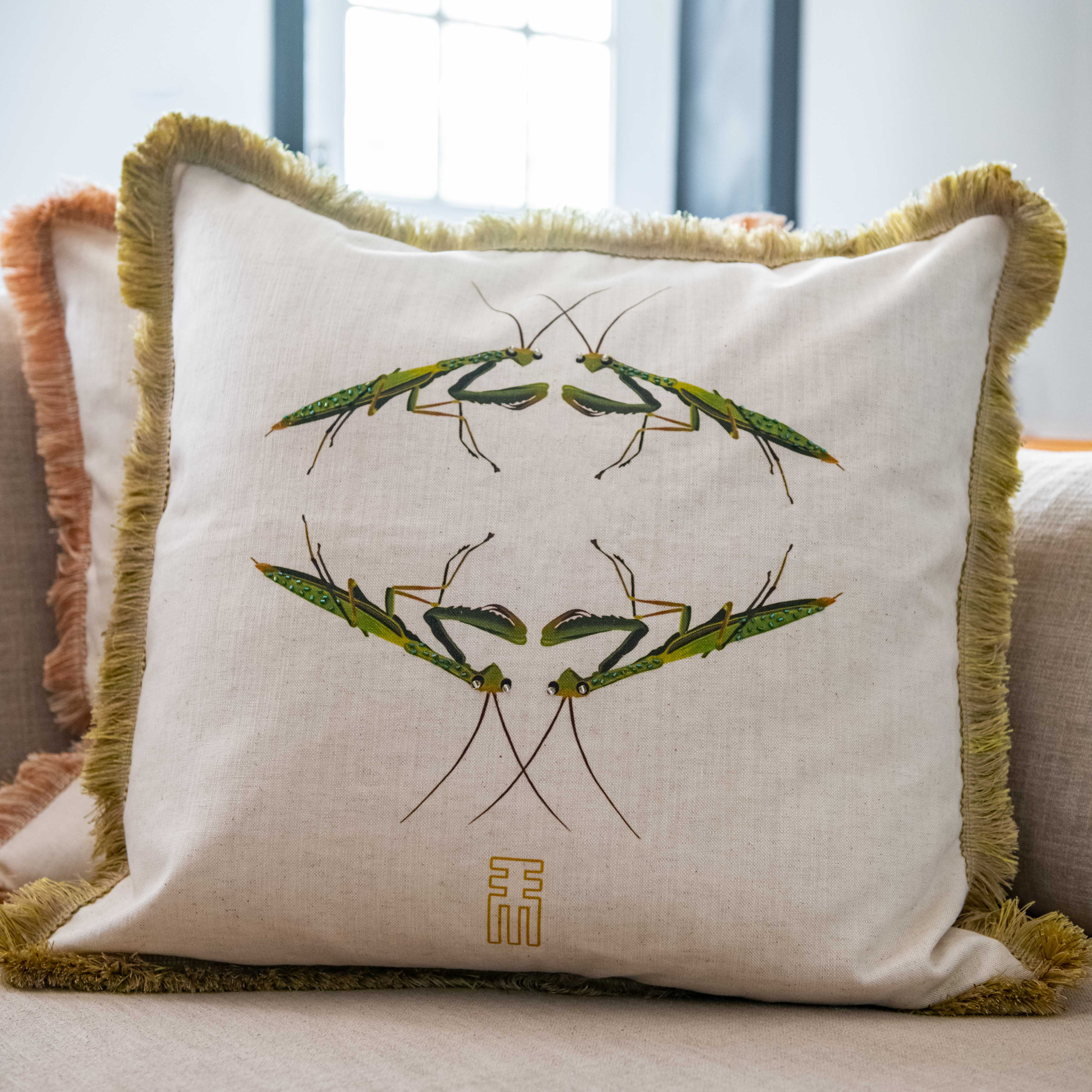 An African Farm Praying Mantis Scatter Cushion Cover