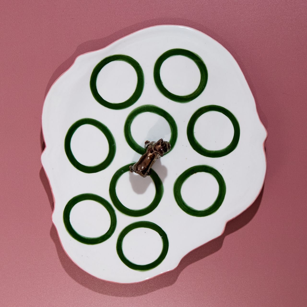 KAROO PLATE WITH FRENCH BULL DOG-MULTI-HAND PAINTED-