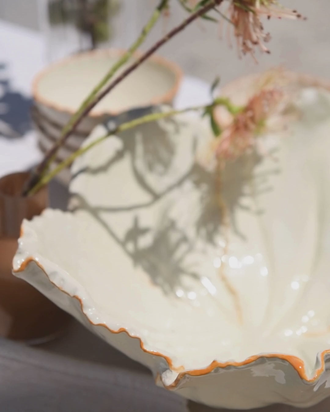 Saffron Coral Salad Leaf Bowl Ceramics made by Rialheim in SOuth Africa